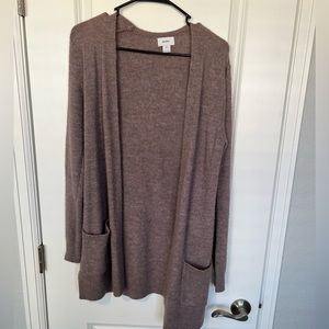 Pale purple open front cardigan with pockets